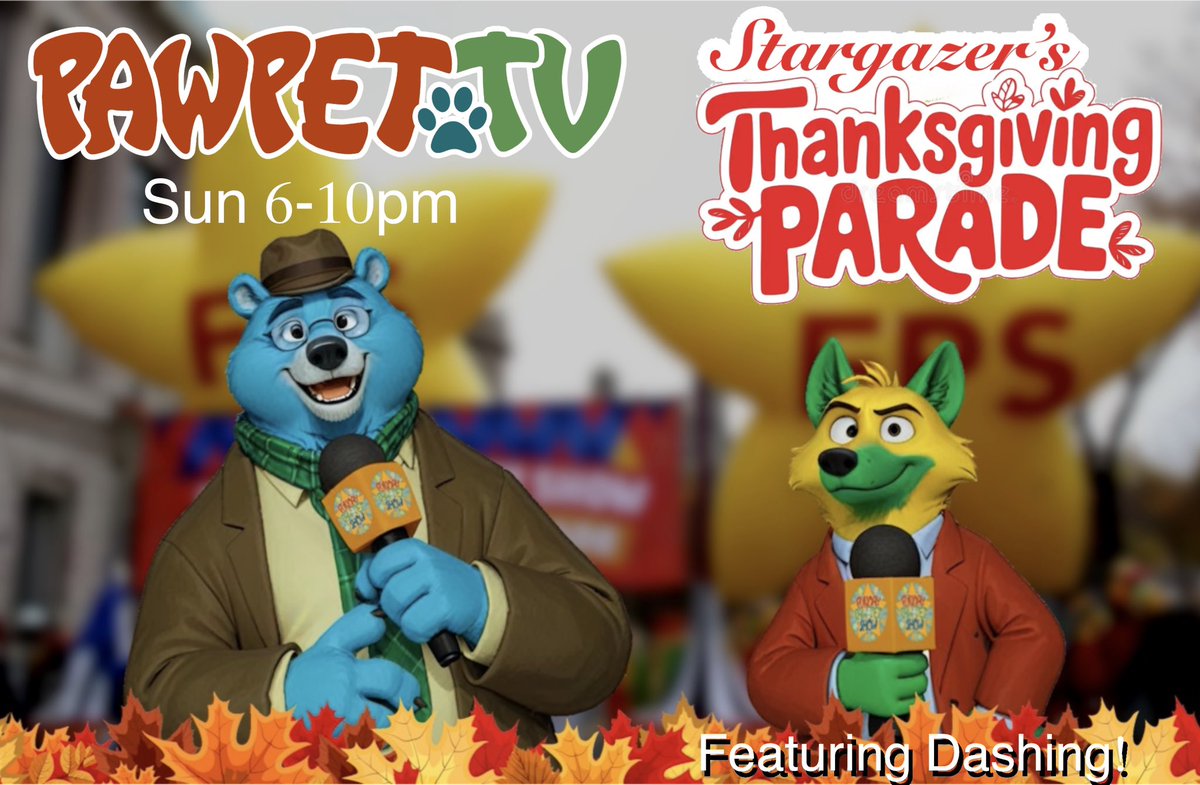 ITS TIME FOR OUR THANKSGIVING HOLIDAY SPECIAL!  🦃 
This Sunday night. 6-10pm et.
The world’s longest running Furry Show!