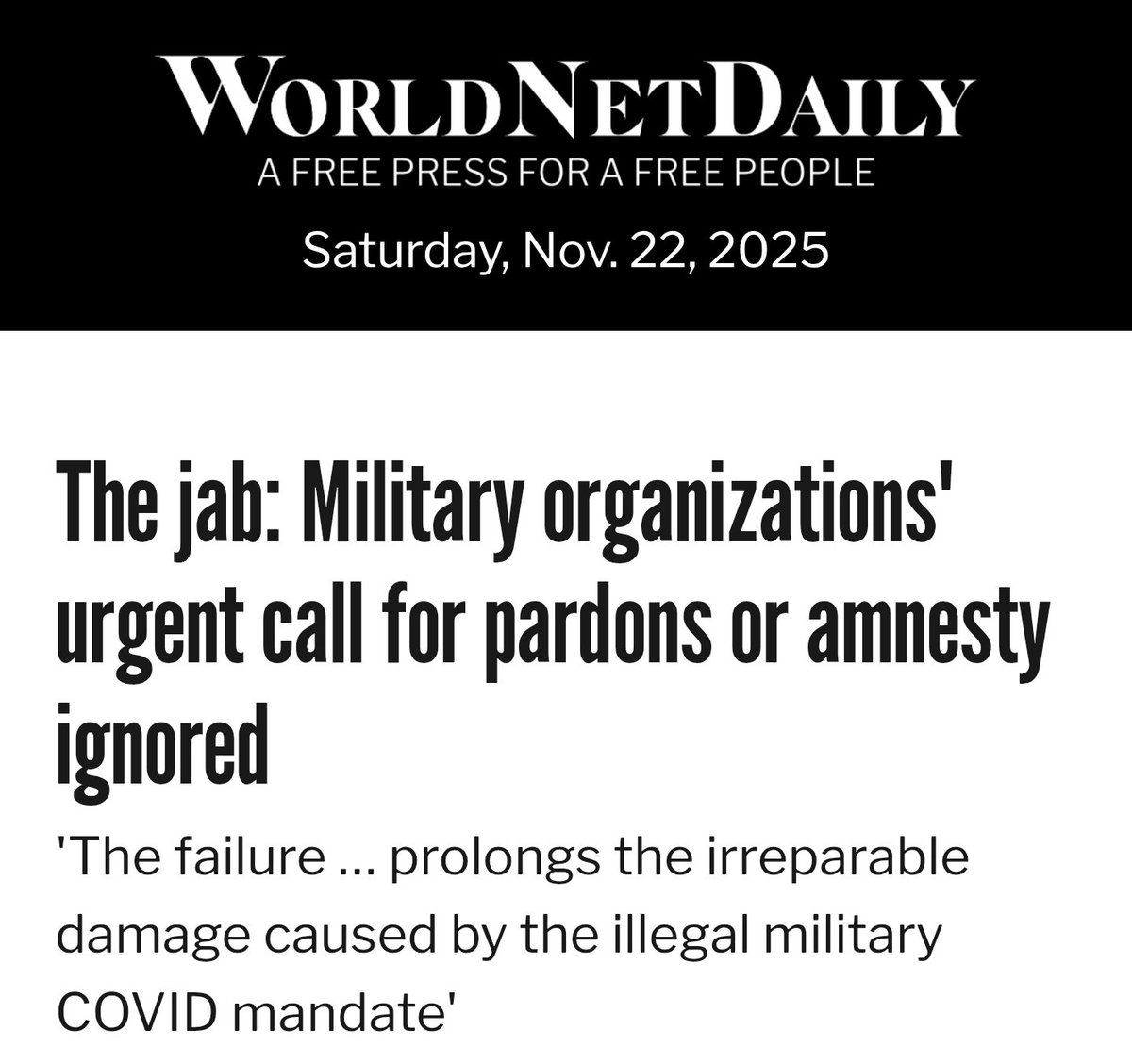 ted_macie's tweet image. &quot;Although the U.S. military&apos;s mandate that service members receive the COVID-19 shot, implemented under the Biden administration, has been widely deemed &quot;unlawful as implemented,&quot; and while many calls have since emerged for pardons or amnesty for those service members negatively…