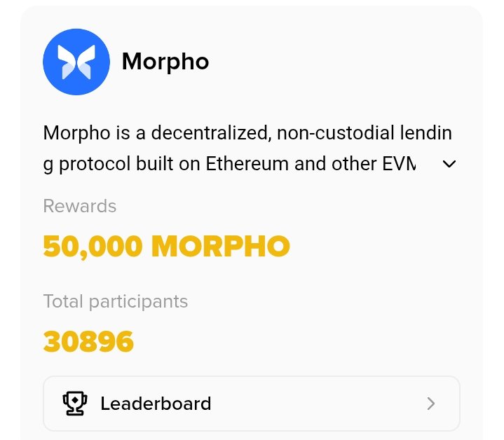 kumar_alipto's tweet photo. @morpholabs and contain the hashtag #MORPHO  and $MORPHO
Complete all tasks to unlock a share of 45,000 MORPHO token rewards. The top 100 creators on the Morpho 30D Project Leaderboard* will share 70% of the reward. all remaining  participants will share 20%.cointag $MORPHO https://t.co/gA0bqdpn2x