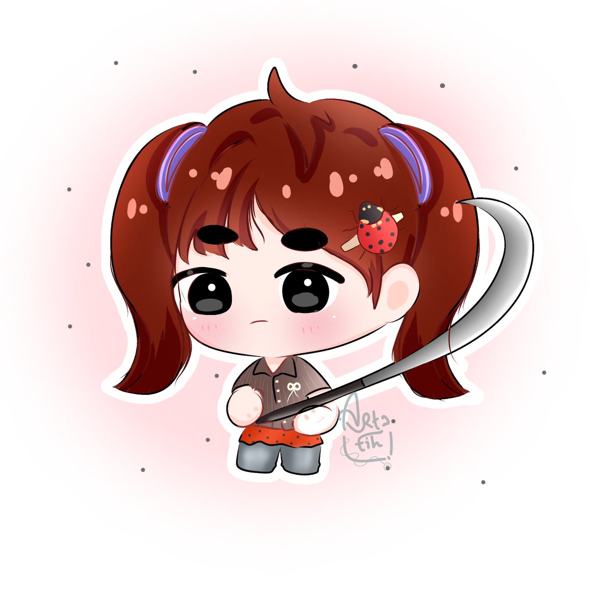 Artatih_'s tweet image. Aku tau aku telat tapi tetep pengen ikut gambar. Aku bawa celurit. Bocil murka.

HASTAG: #KYG_4WEEKSKETCH