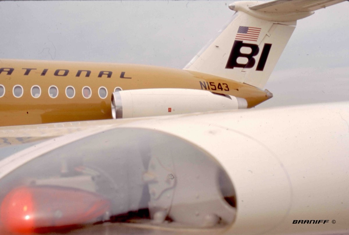 BraniffIntl's tweet photo. FLASH FLASH BRANIFF BAC JET PHOTOSHOOT - A key part of the EOTPP Campaign was a significant number of photoshoots were scheduled to ensure that an array of photographs of Braniff's newly painted colorful jets would be circulated in the news media and public in general. Each aircraft type was the subject of a multi-day photoshoot to ensure that it was captured in every angle and light. The new BAC One-11 was the first jet-powered aircraft to receive the new color scheme even though it was an orange peel-off coating. Ship N1543 is being photographed at Dallas Love Field in the fall of 1965.

Braniff Airways Foundation
Copyright 1926 2025

Photos: Braniff Airways, Incorporated, Copyright
Braniff International Heritage Archives
Now Associated with The University of Texas at Dallas System
Braniff Airways Space Sciences Endowment