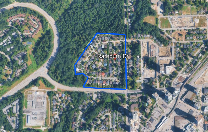 metrotowner's tweet image. 128/🚶Rathburn Dr neighbourhood, North #Burnaby — between Stoney Creek, North Rd &amp;amp; Broadway. TOA zoning had speculators target this single-family/multiplex area with 12-storey towers along North Rd and 8-storeys right beside Stoney Creek’s fragile salmon habitat.