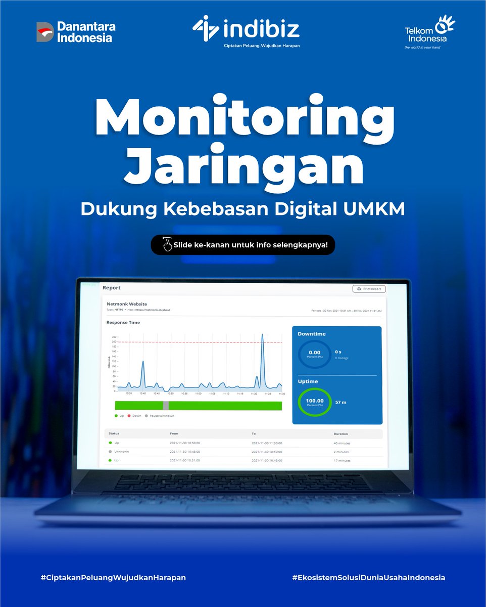 Indibiz_jtdiy's tweet image. Memanfaatkan aplikasi monitoring untuk membantu UMKM mencapai kebebasan digital.

Dengan Netmonk yang membantu UMKM monitoring jaringan lebih efektif sehingga dapat lebih fokus untuk pengembangan usaha agar semakin berdaya.

Info lengkap di indibiz.co.id/flash/promo 

#Indibizjtd