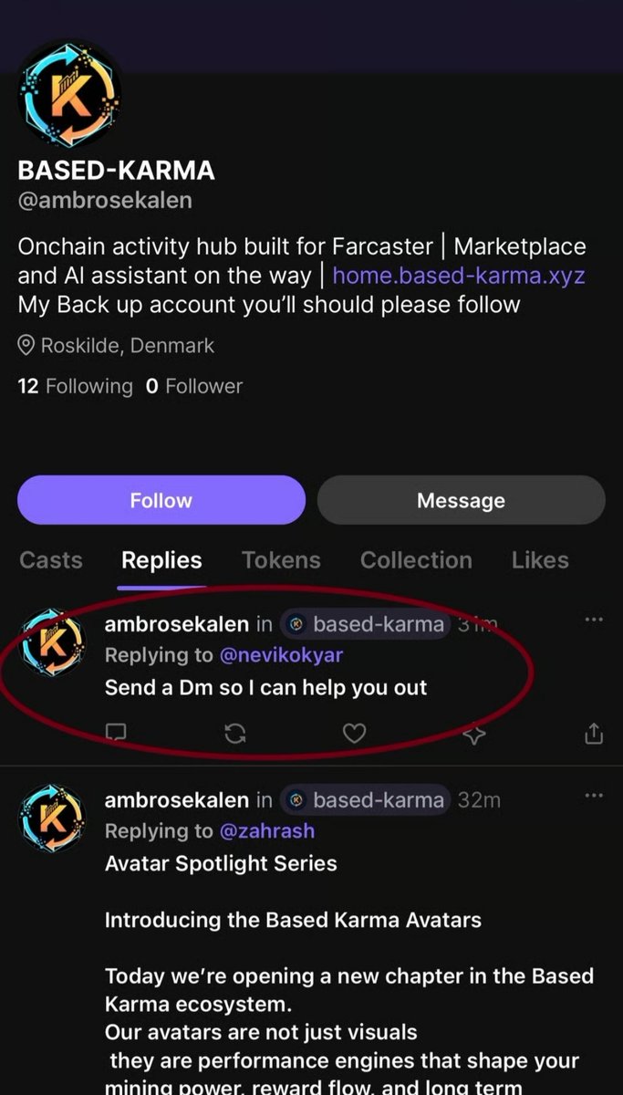 basedkarmafc's tweet image. ⚠️ Community Notice ⚠️

We want to notify everyone that a fake account ⚠️(@ambrosekalen )⚠️
has been attempting to pose as Based Karma by using our name and logo without any authorization.

This profile has no affiliation with our project and could easily lead to confusion among…