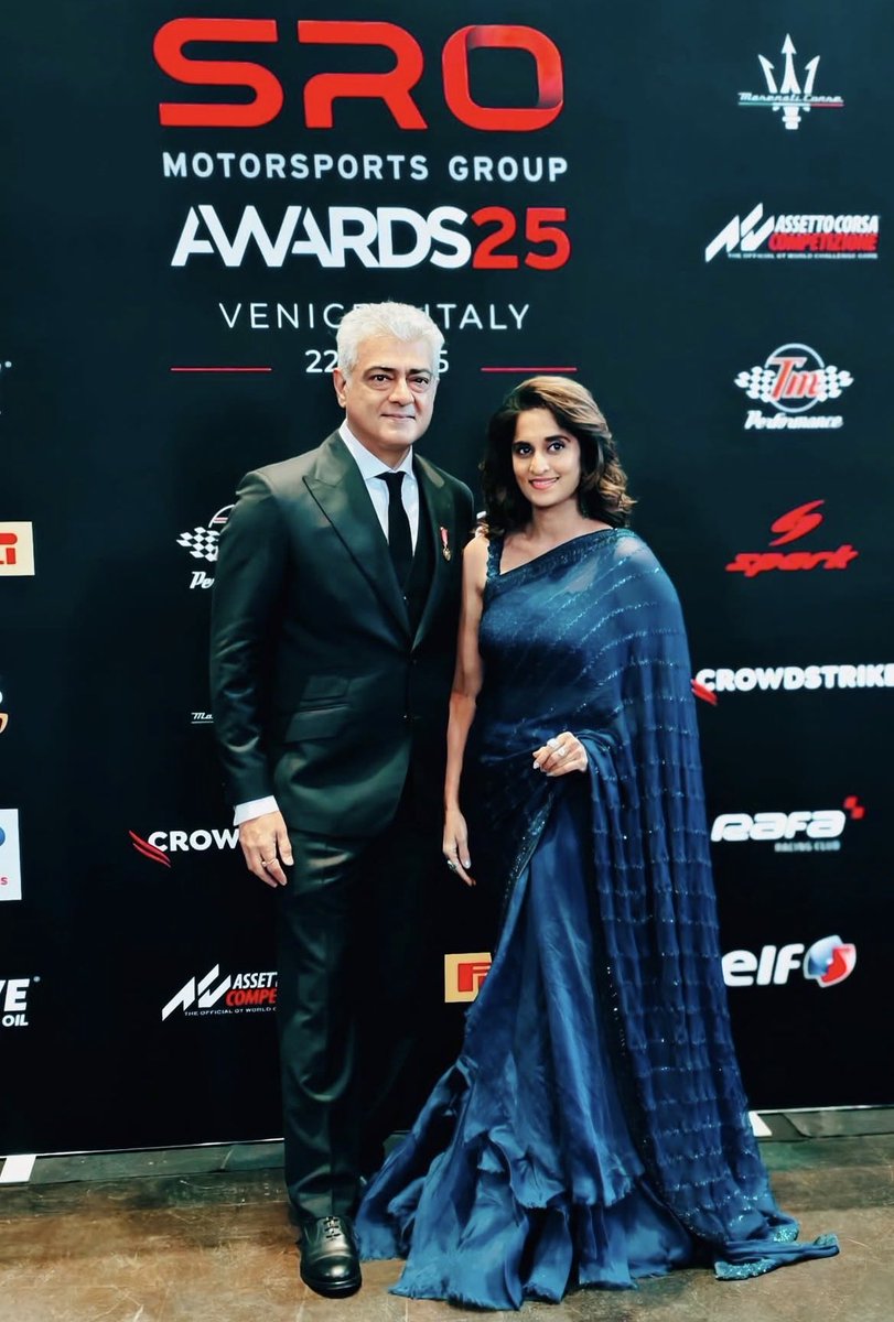 ajithFC's tweet photo. Ajith Kumar honoured as the “Gentleman Driver of the Year 2025” in Venice, celebrating the legacy of the iconic entrepreneur and racer Philippe Charriol. A proud moment for Indian motorsport! @SROMotorsport

| #AsianLeMans |  #Ak #Ajith #AjithKumar | #AjithkumarRacing | https://t.co/shcRgz4REW