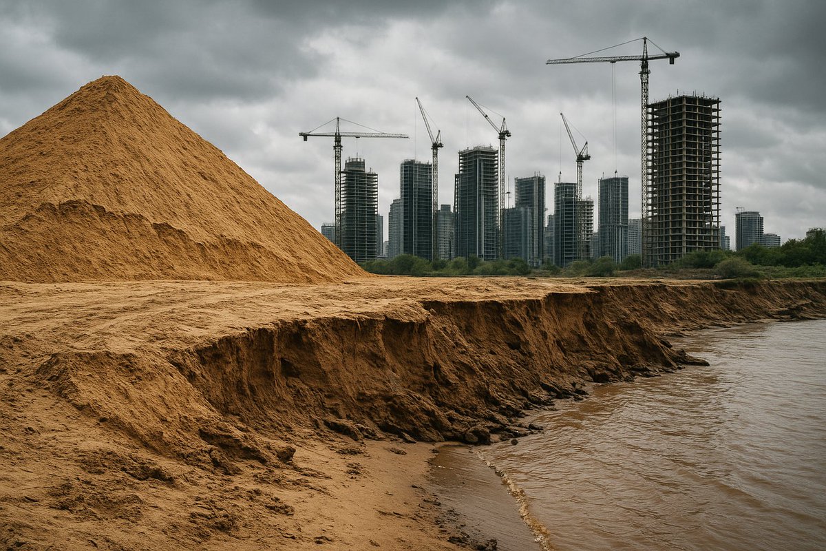EcoWithZahra's tweet image. The world is running out of sand — the second most-used resource after water.
Illegal sand mining is destroying rivers, deltas, and coastlines.
Concrete needs sand but ecosystems need it more.
A truly global, silent crisis.
#SandDepletion #ResourceManagement #GlobalIssue