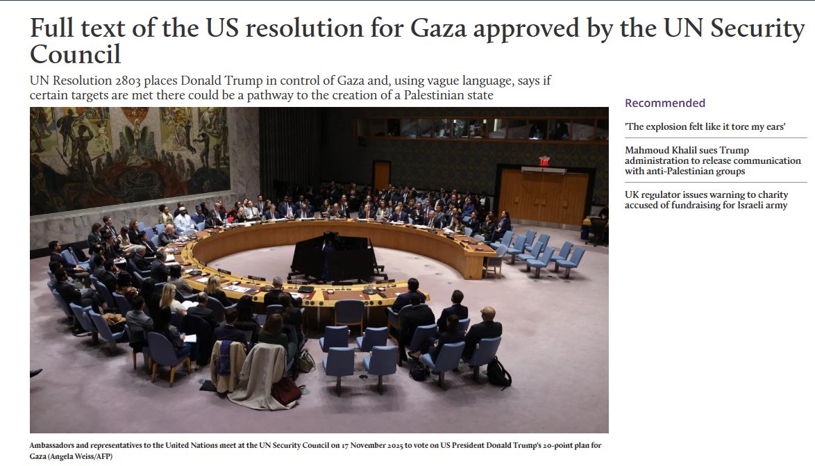 Full text of the horrific UNSC resolution on Gaza. 
'Formal occupation or renewed genocide'. middleeasteye.net/news/full-text…