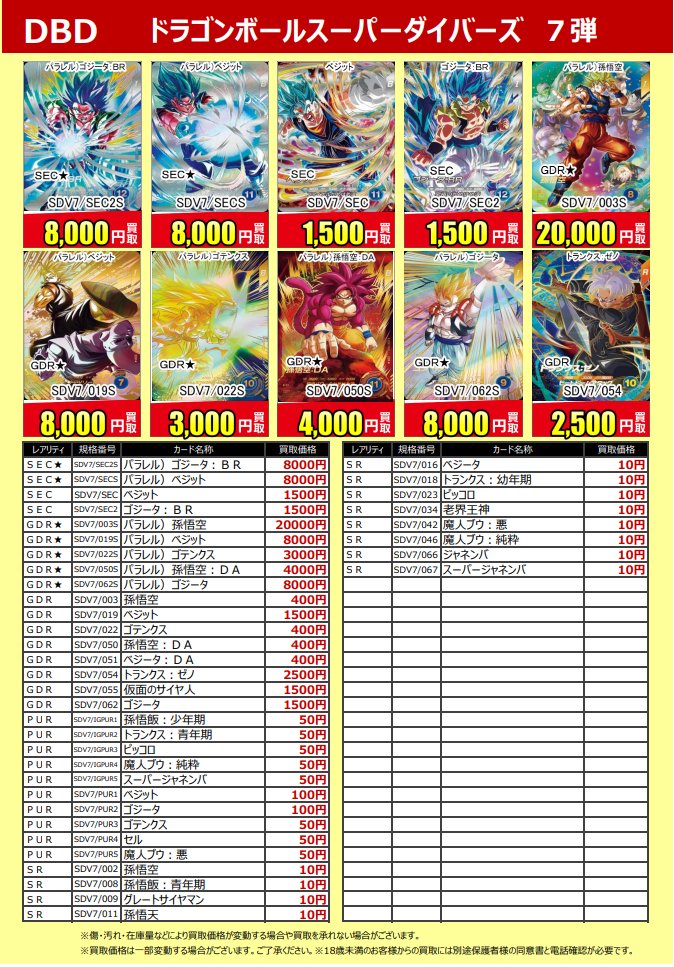 ドラゴンボールスーパーダイバーズ 7弾 まとめ売り ドラゴンボール