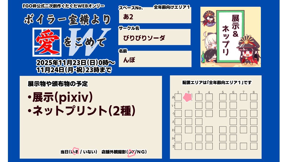 ぐだ鯖Webオンリー開催おめでとうございます！ 今更ですがお品書きと