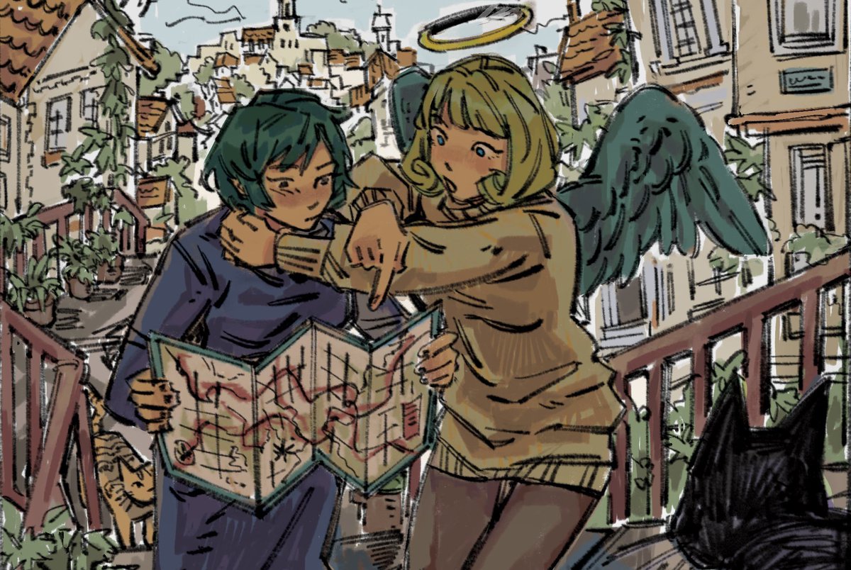 2468_carp's tweet image. I love rarepair commissions. What do you mean Mai and Hana are lost in Greece