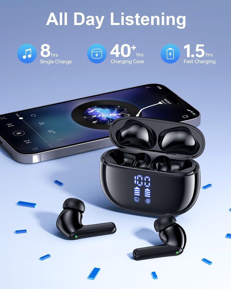 BdSuitable's tweet image. Wireless Earbuds Bluetooth 5.4 Headphones, Noise Canceling Ear Buds with 75hr Playtime, LED Power Display, IPX7 Waterproof Earphones Over-Ear Earphones for Sports/Workouts, Price-$23.98
Order Now-amzn.to/3LO6J0L