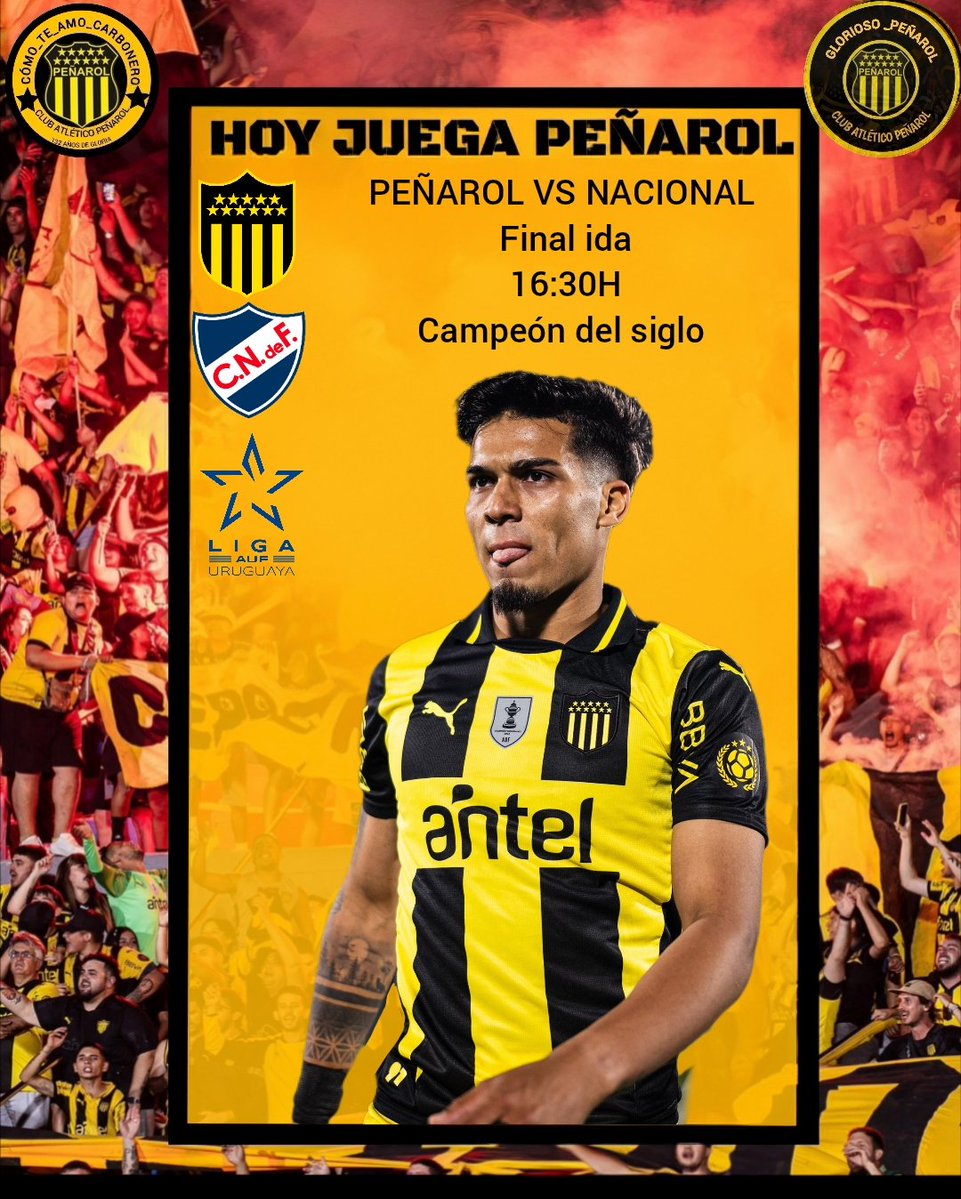 cte_amocarbone's tweet image. HOY JUEGA PEÑAROL.

📌 Final ida
🆚 Nacional 
🗓️ Hoy 
⏰ Hora 16:30
🏆 Liga Auf uruguay 
🏟️ Campeón del siglo 
📺 Vtv plus Disney+ Goltv 

.
.
.
.
.

#vamoscarbonero #arribapeñarol #todosjuntos #comoteamocarbonero