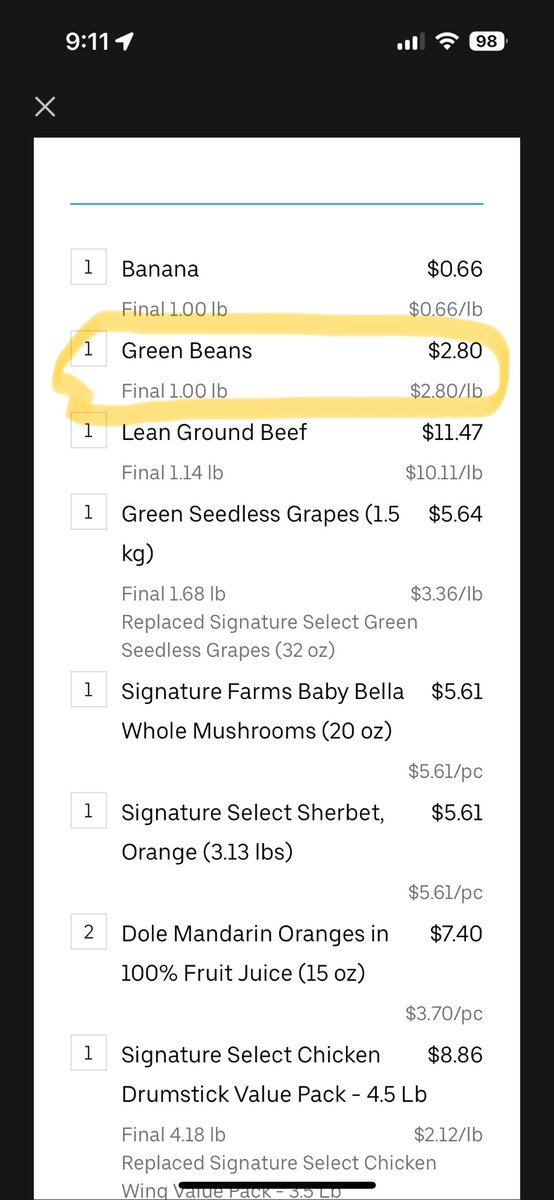 CameronJovenBB's tweet image. Using @UberEats for groceries is a complete scam…. Ordered 4 “orders” of .25 pounds of green beans and I received 4 individual green beans… 4… and I got charged for a pound. #Scam #Uber