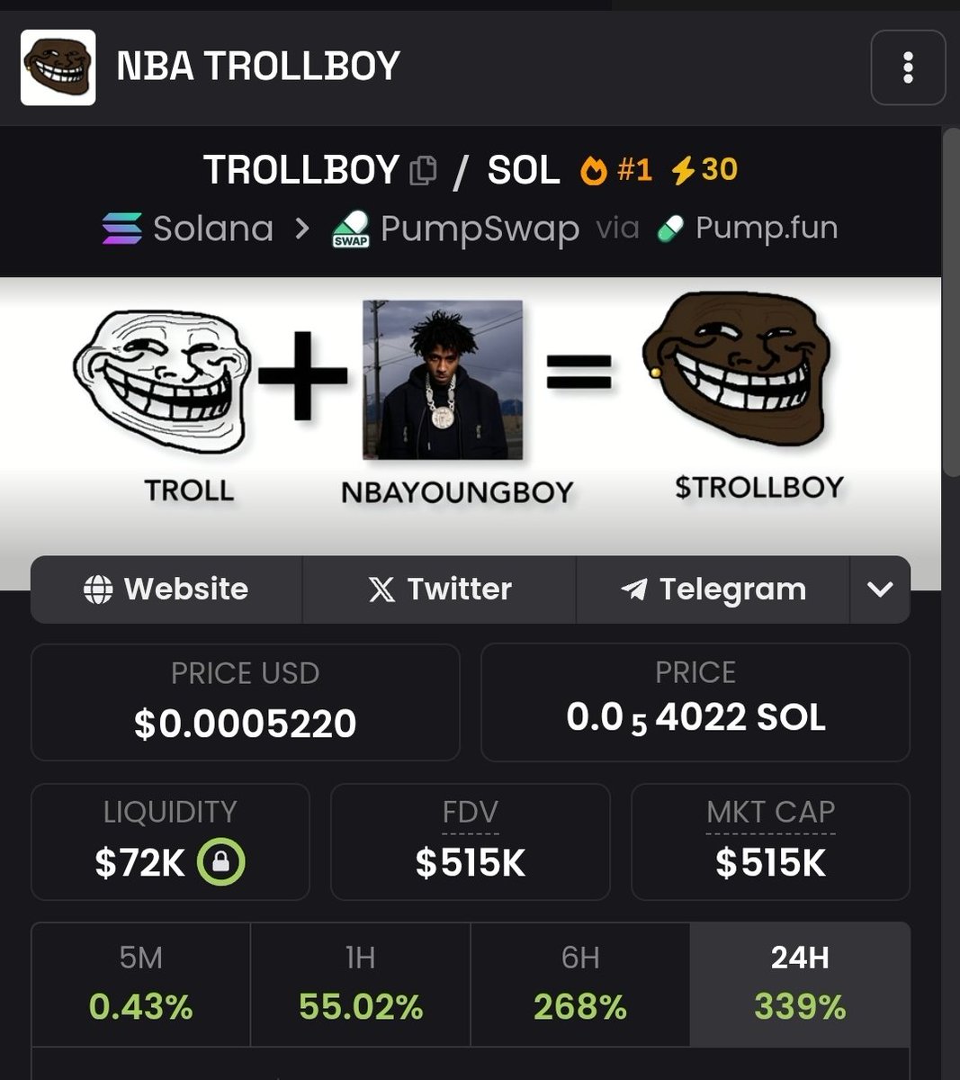 Cryptonite686's tweet image. Based Dev strong community #TROLLBOY going to million today buy more and hold get rewards 
3bV6a2fBT9EzWBbXiphnLMmmAEQ1faYwppCY2Fnhpump