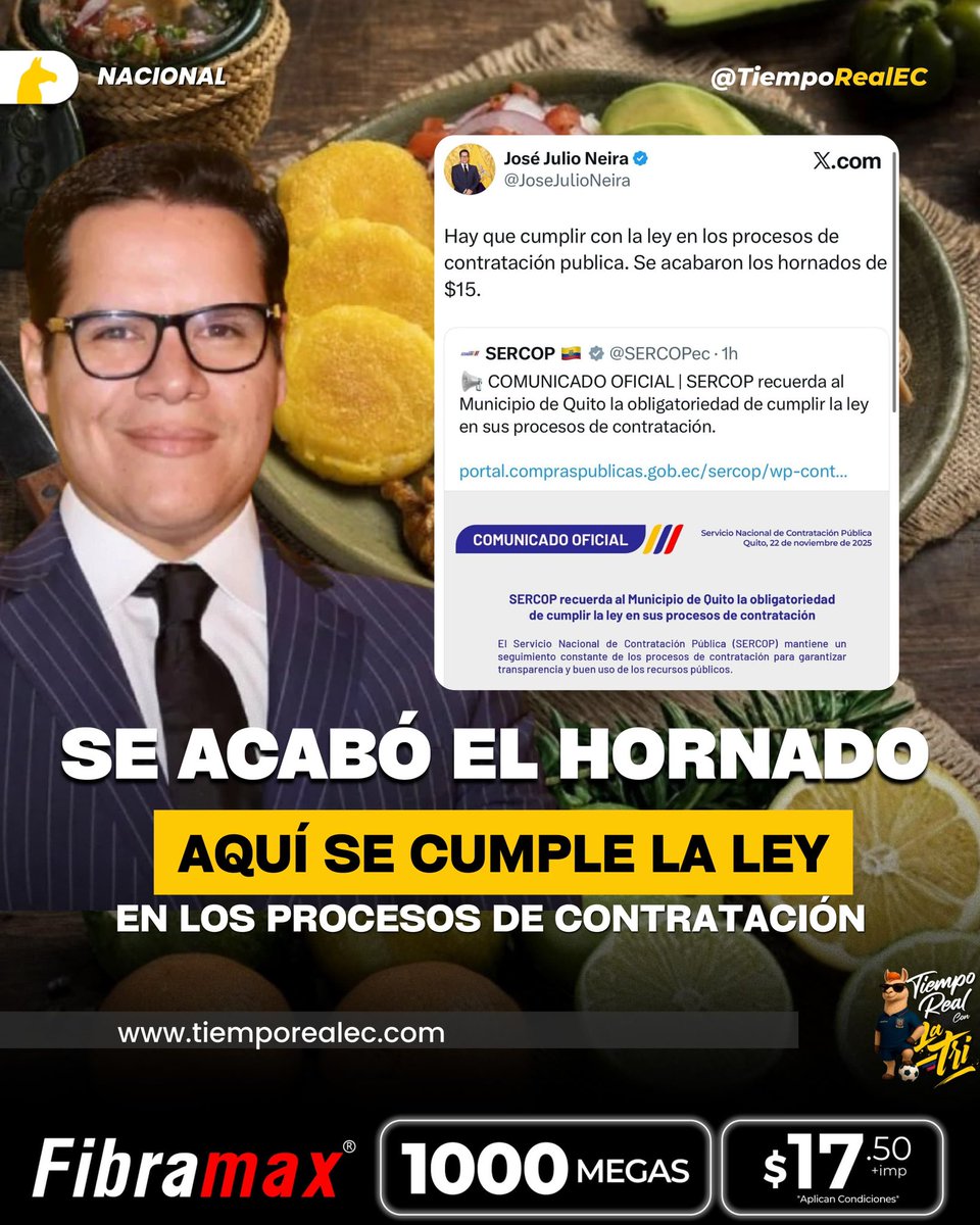 TiempoRealEC's tweet image. 🏛️ SERCOP advierte al Municipio de Quito sobre procesos de contratación pública 🔍📄

El pasado 22 de noviembre de 2025, el @SERCOPec emitió un comunicado oficial recordando al Municipio de Quito @MunicipioQuito la obligatoriedad de cumplir con la ley en sus procedimientos de…