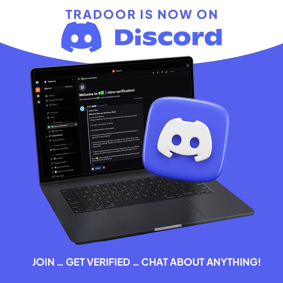 Tradoor is now on Discord! 💬 Join the herd, chat with traders, share  ideas, and get updates — all in one place. 👉 Join now:  https://t.co/hKMt12Q3J0 In Discord you can talk about