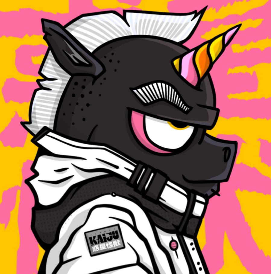 During these times I'm definitely enjoying making alterations on my #PlanetKaiju 
Was pretty happy with this Unicorn. One of the dedications <a href="/TEENSONACID/">TEENSONACID</a> put in at the $UFD 🦄💨✨community request. LFG. So many reasons to be bullish on both!