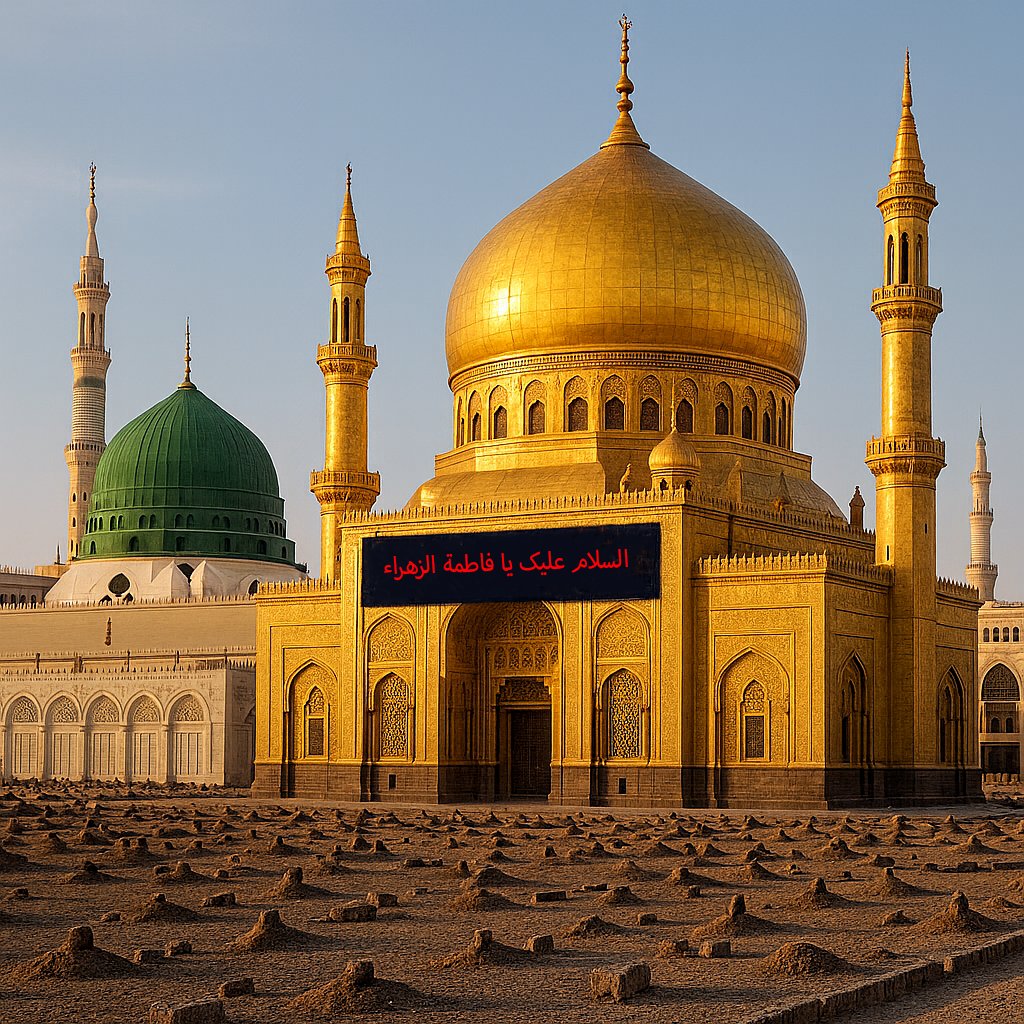 صورة من حرم حضرة فاطمة(سلام الله علیها) بجانب مسجد النبي . إن شاءالله هذا الیوم قریب جدا. #الزهراء_موحدة_الاسلام #سیدة_النساء_العالمین #فاطمة_الزهراء