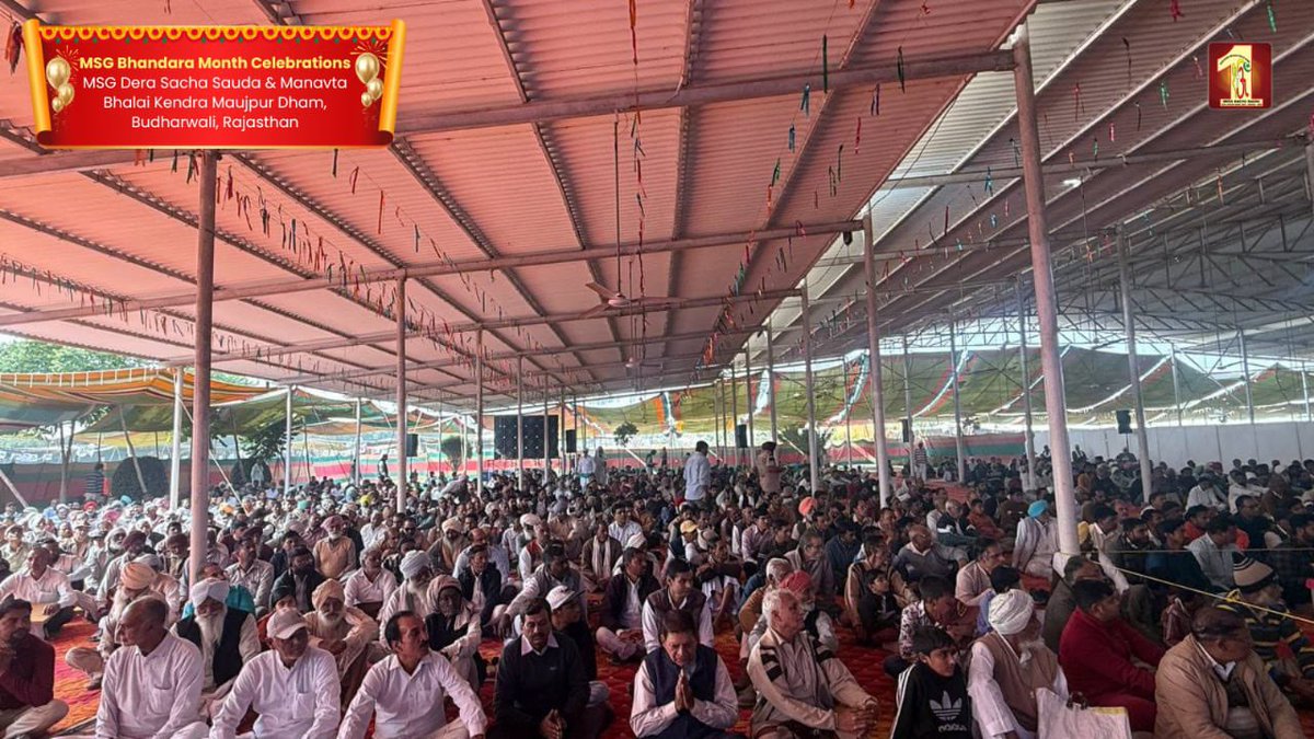 DSSNewsUpdates's tweet image. Colours of devotion, service, faith, and love shine brightly at Dera Sacha Sauda and Manavta Bhalai Kendra, Maujpur Dham, Budharwali.
Enthusiastic preparations, a massive inflow of devotees from across Rajasthan and other states, and dedicated servitors on duty — here are the…