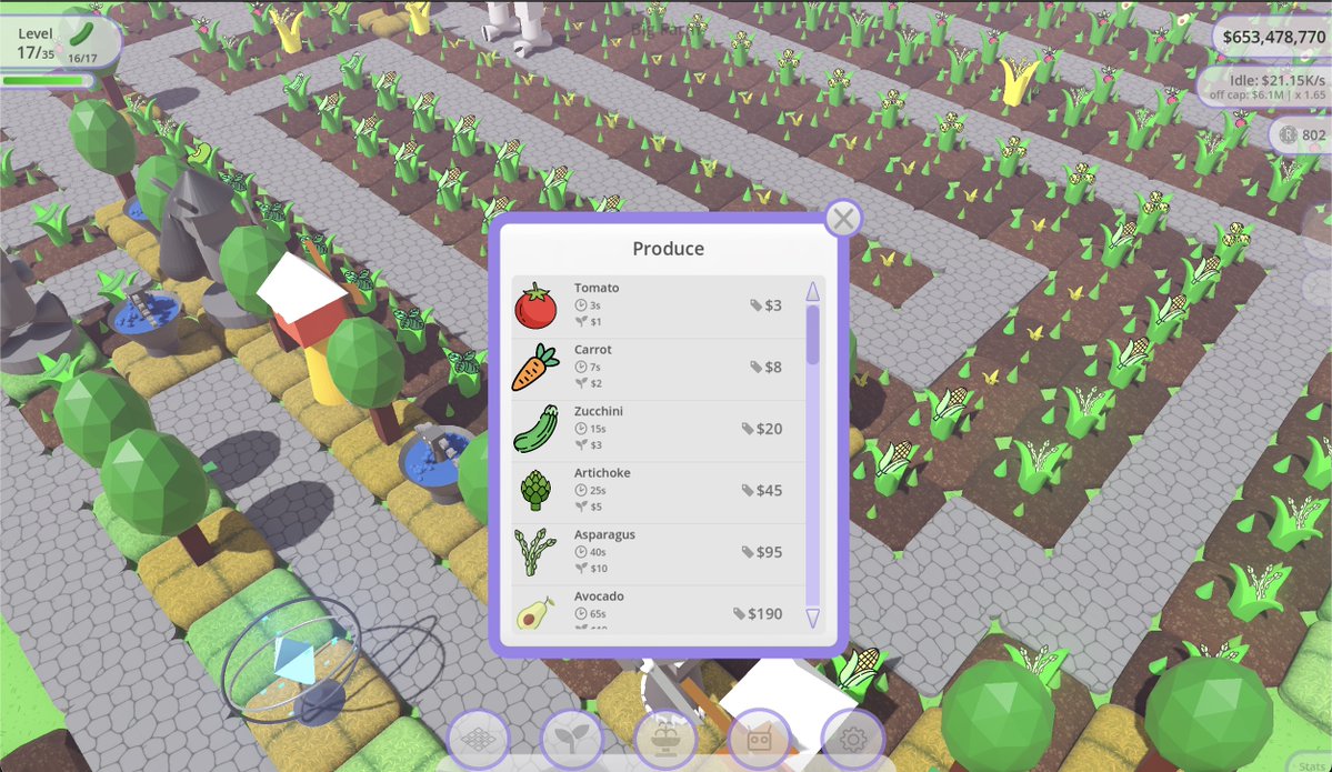 RoboFarmGame's tweet image. Scroll lists have become much more &quot;usable&quot; now... After conducting our initial internal demo performance test, we identified some usability issues that required improvement. Here’s a screenshot of the optimized, scrollable produce list.
