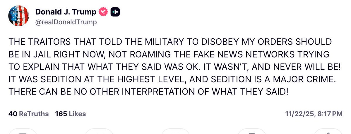 “Sedition is a major crime” — bold words from the only president who tried to overthrow his own election.