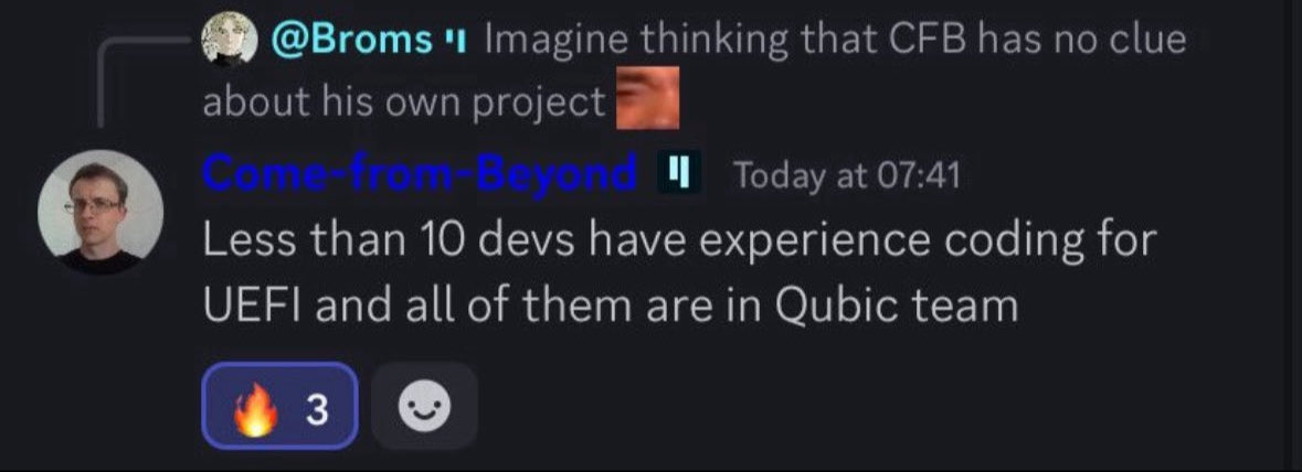 5267eth's tweet image. 🚨 $QUBIC REMINDER That Only 10 people in the world know this coding technique…In CRYPTO

@c___f___b just reminded us:
👨‍💻 Less than 10 devs alive can code UEFI.
🔥 Every single one of them is in the $QUBIC team.

We’re not just building tech  we’re rewriting the rules.  
zeros…