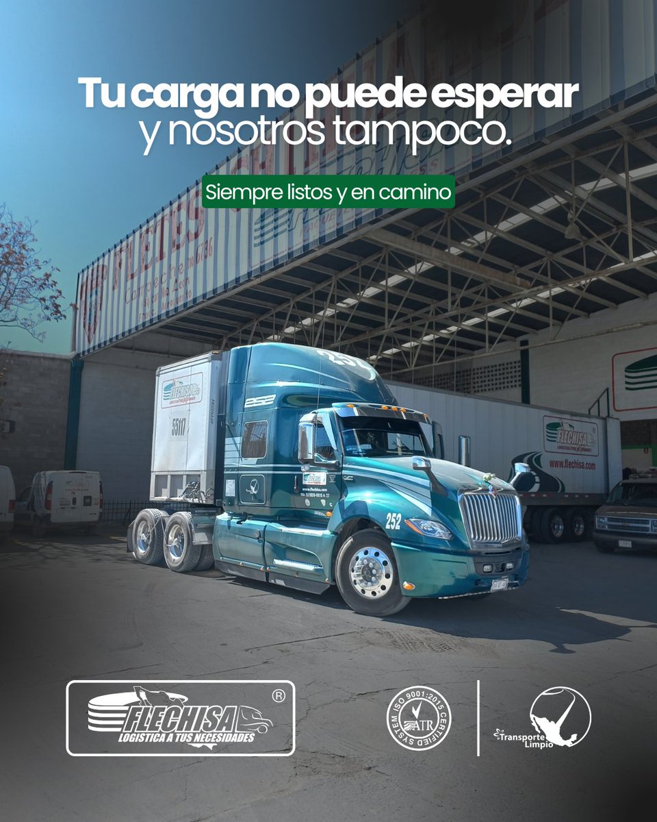 flechisa's tweet image. Siempre en ruta cuando tu operación lo exige.
Tu inventario necesita certeza, no excusas.
Carro completo o consolidado, citas JIT y POD con visibilidad total.
Solicita tarifa en flechisa.com
#Flechisa #FTL #LTL #UltimaMilla #SupplyChain #Logística #CoberturaNacional