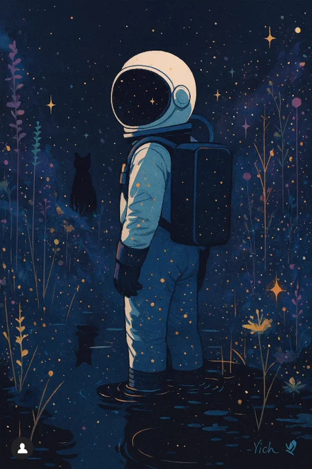 astronaut #世界観イラスト #創作イラスト #やさしい世界 #空想の世界 #ファンタジーイラスト