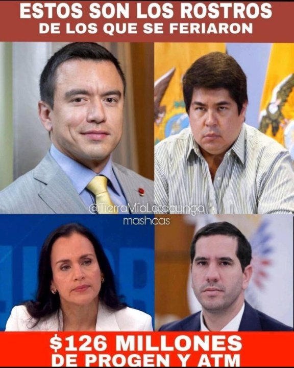 <a href="/JoseJulioNeira/">José Julio Neira</a> Pero NO se acabaron los casos de corrupción de tu círculo:
-Lama y medicinas
-Lama y HEALTHBIRD
-Luque PROGEN Y PetroEcuador
-Manzano y ATM
-El ordeño y la comida de las cárceles
-La tía y desayuno escolar
-Loffredo y Chalecos de cartón
-Noboa y contratos pautas
-Petronoboa...