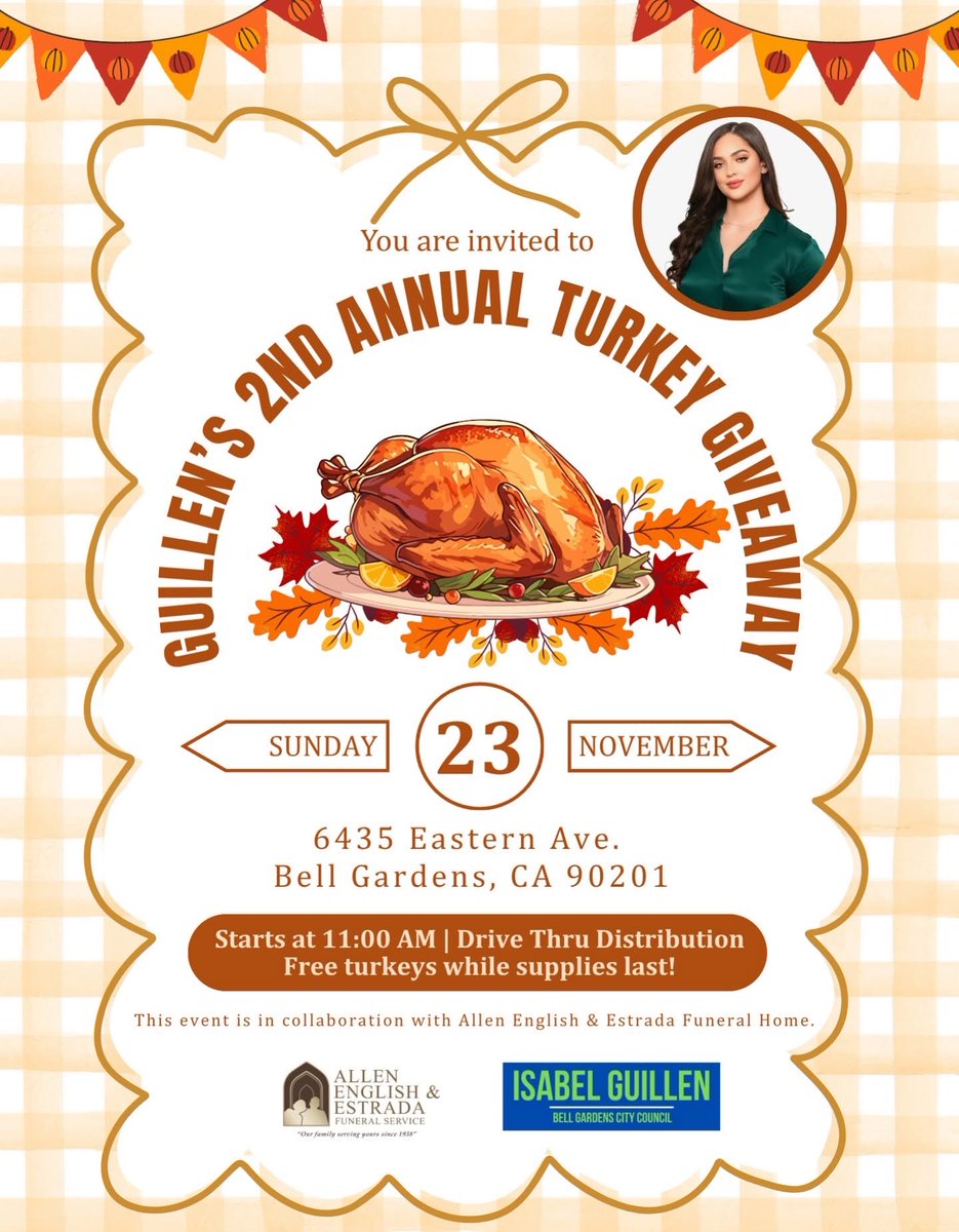 Free turkeys in #BellGardens tomorrow.