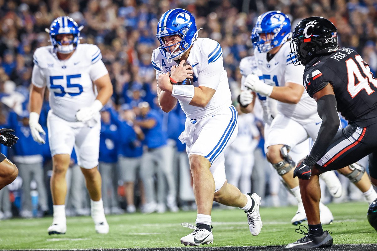 CFBKings's tweet image. BYU has now beaten:

• 9-2 #12 Utah
• 8-3 Arizona
• 7-4 Iowa State
• 7-4 TCU
• 7-4 Cincinnati
• 7-4 East Carolina

Over half of their wins are against bowl eligible opponents.

Top 7 team.