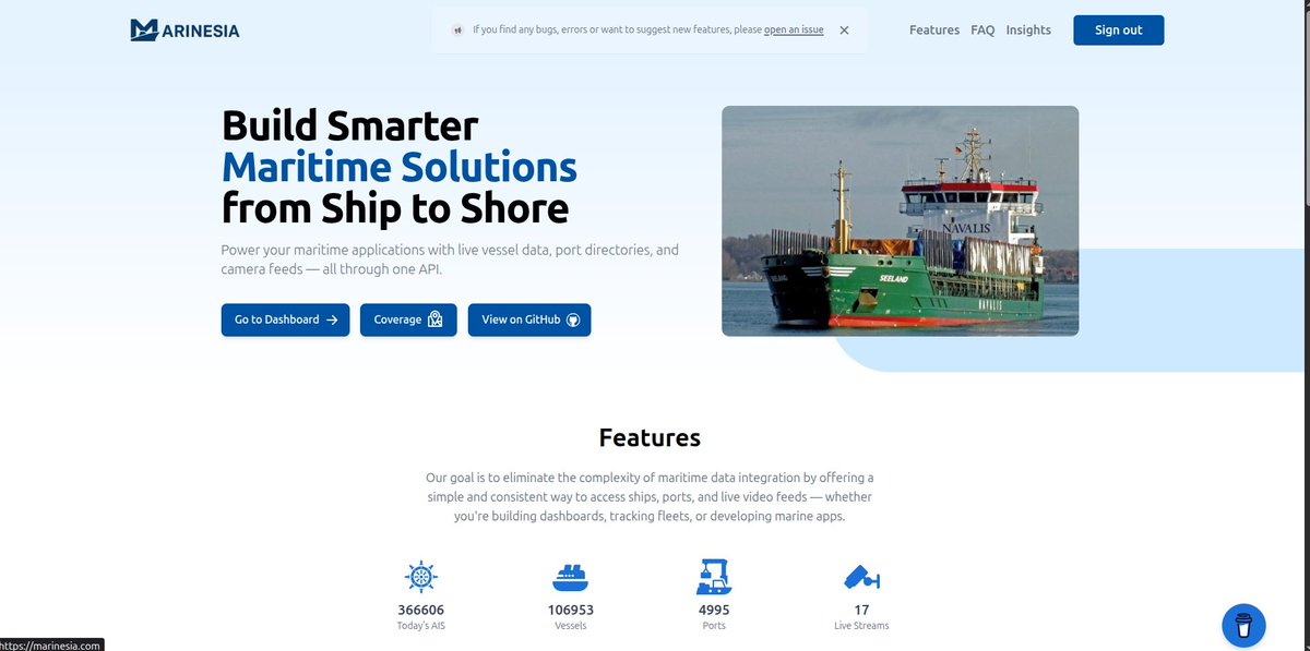 bilscoding's tweet image. #PamerAjaDulu

Buat kalian yang butuh data kapal baik informasi profil (name, mmsi, imo, image etc) dan lokasinya secara real time atau biasa disebut AIS. Kalian bisa menggunakan API dari  marinesia.com | It&apos;s totally FREE, cukup daftar langsung dapet API Keynya