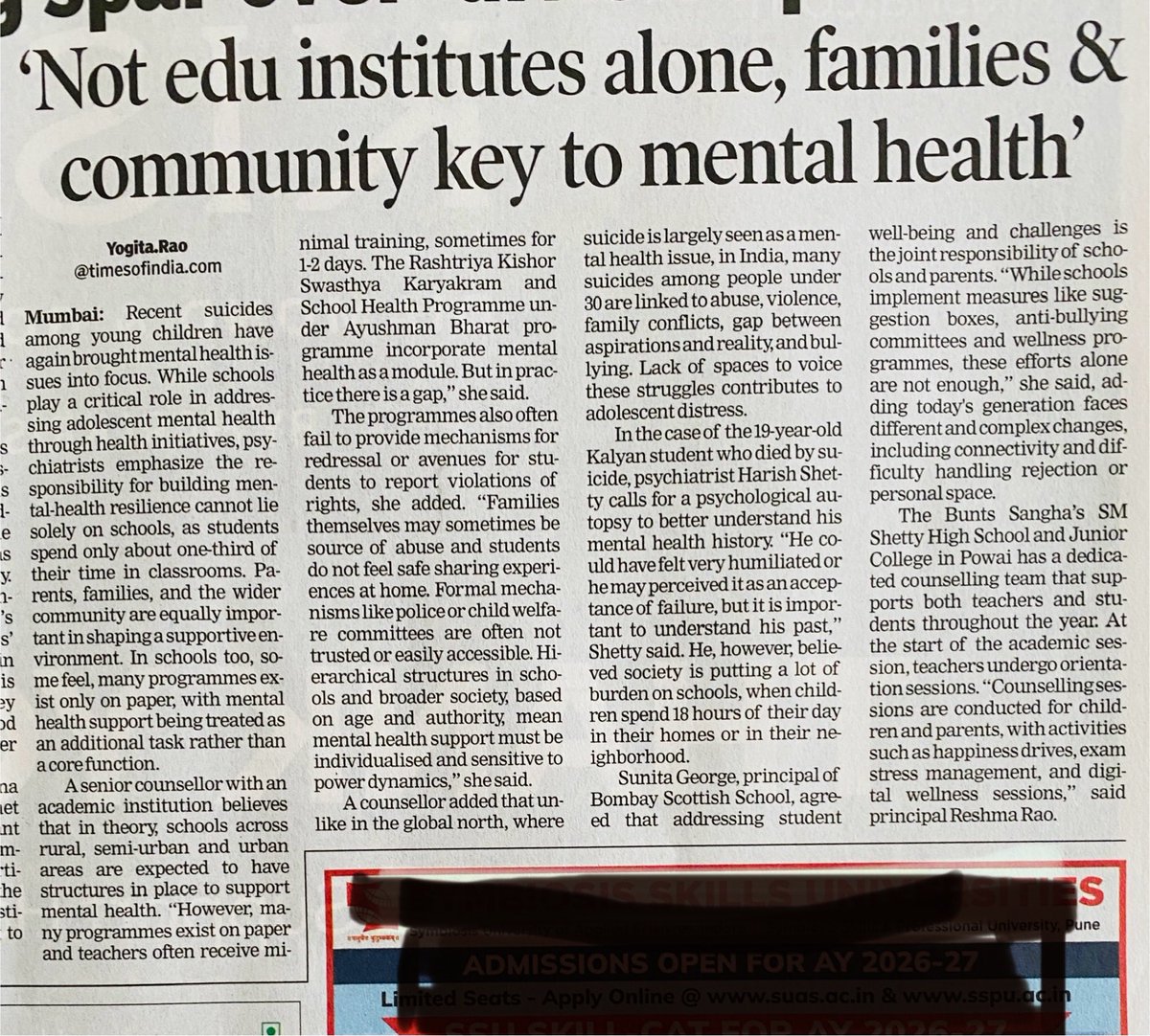 YoSwaroop's tweet image. I’ve championed Life Skills since 2000. Preventive. Powerful. Neglected. A generation in distress — let’s fix what we failed.
Life skills in schools = ‘a counsellor in each classroom’
#MentalHealth #LifeSkills 
⁦@narendramodi⁩
⁦@PMOIndia⁩ 
⁦@TawdeVinod⁩