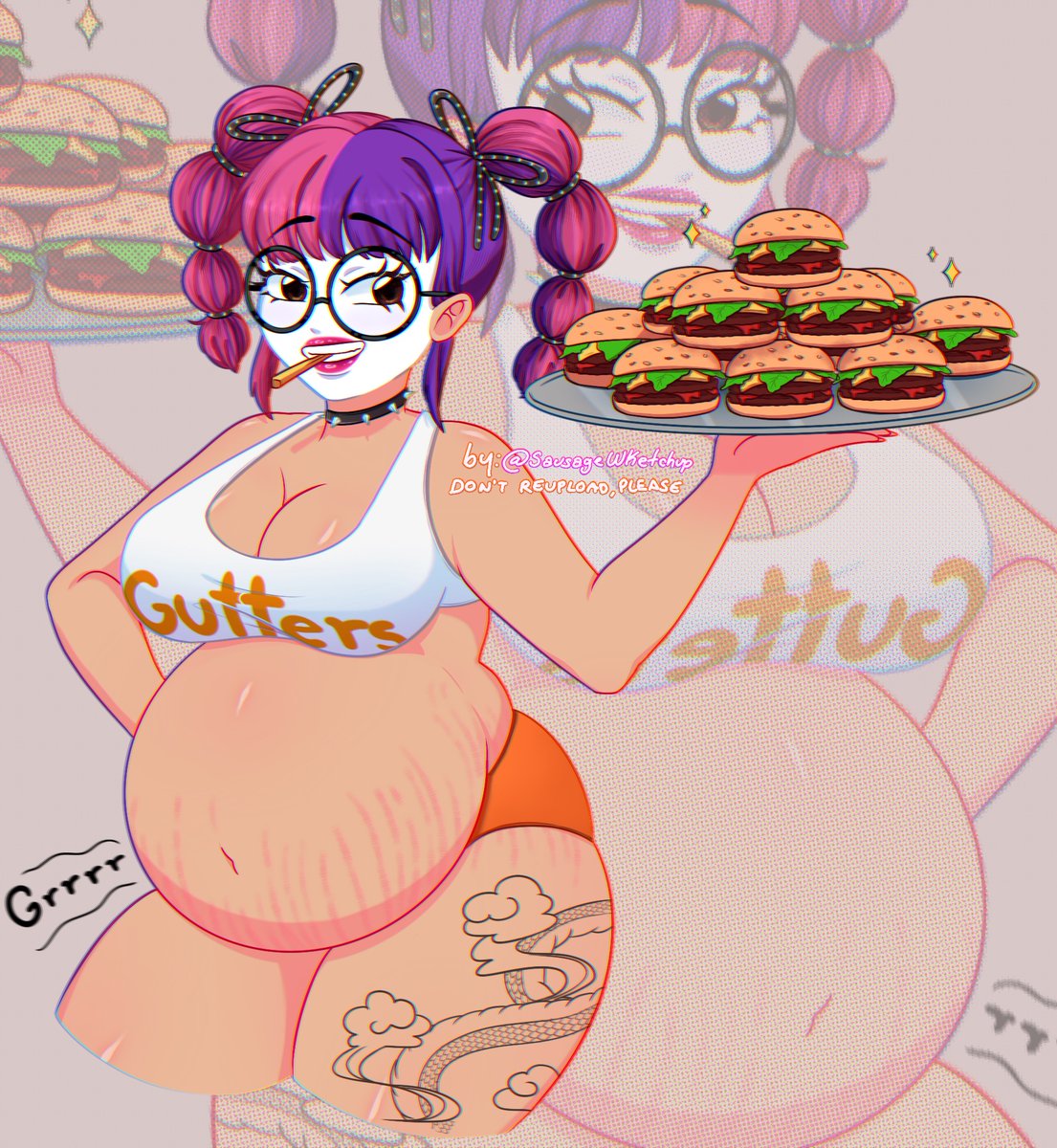 SausageWKetchup's tweet image. Did anyone order the mega-special combo? Because I have to say I&apos;ve already eaten half of it, haha! 
YCH commissioned by: @EngorgedSatori 
Thank you very much
#bellyinflation #bellybloat #chubby #BBW #biggirl #plussize #weightgain #ych #Commission