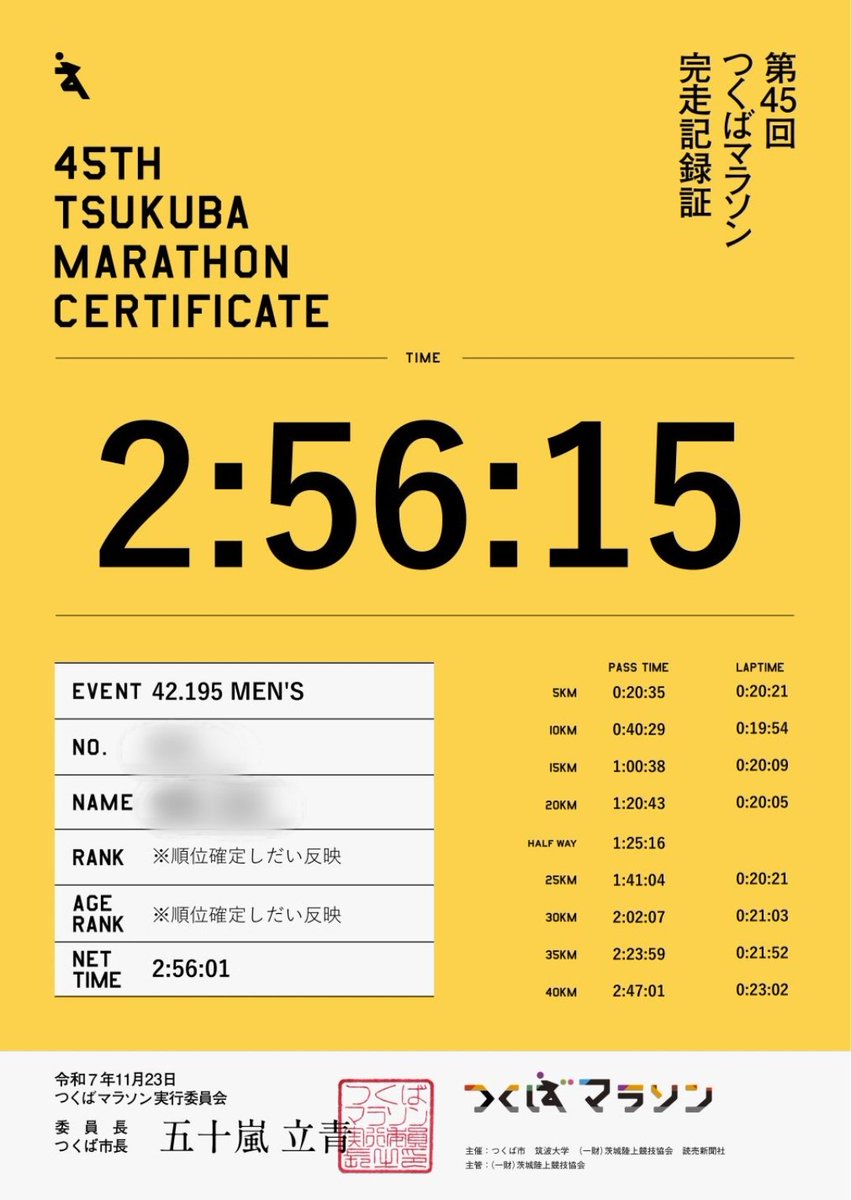 elevener11's tweet image. 相変わらずの粘れないマンだったので、なんとも言えない記録になりました😅
まあ実力不足ということなんでしょうねw
個人的には楽しく走りたい派なのでゆるーく頑張っていきます😉
#つくばマラソン
 #つくばマラソン2025
#COROS