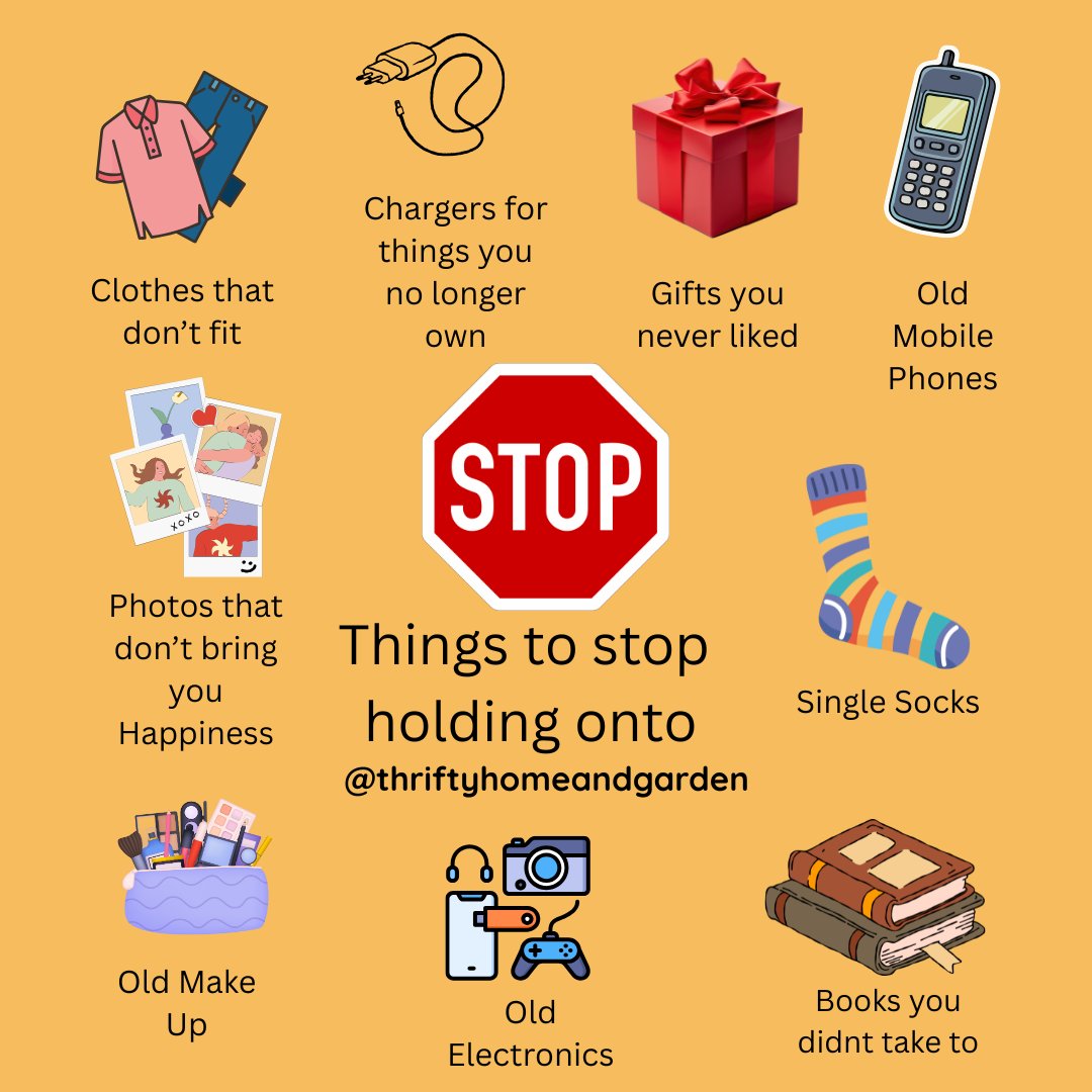 thriftyhomegrdn's tweet image. Things to stop holding onto:
• Clothes that don’t fit
• Random chargers
• Gifts you never liked
• Old phones
• Photos that don’t spark joy
• Single socks
• Books you didn’t love
• Dead electronics
#Declutter #MinimalistLiving #HomeOrganisation #LetItGo #SimplifyYourLife