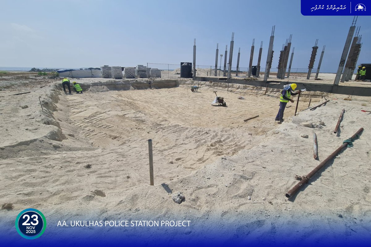 MTCCPlc's tweet image. Project Update: Development of Police Station in Aa. Ukulhas  

Cell block excavation, compaction works and footings, tie beam shuttering reinforcements preparation works are in progress.  

Follow more updates at: projects.mtcc.com.mv #MTCCProjects #TeamMTCC…