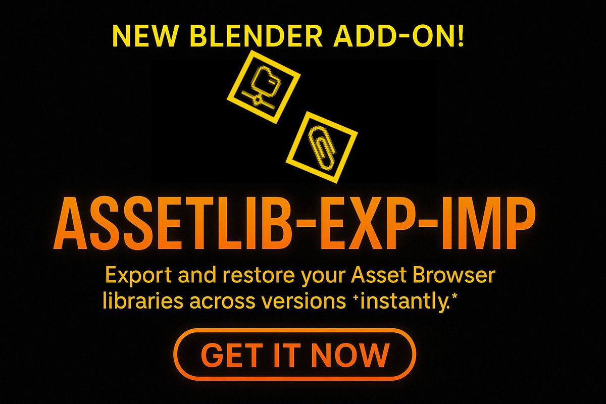 GtechiDesign3D's tweet photo. 🔥 New  Add-on 🔥

Blender artists: STOP re-adding your Asset Browser libraries every update.

I've created a tool that resolves this issue permanently.
 AssetLib-EXP-IMP
Export → Update Blender → Import.
Done.
Link: https://t.co/4nJGPCK4Ow
Share if this saves your sanity 😅 https://t.co/kJQiQesJ6N