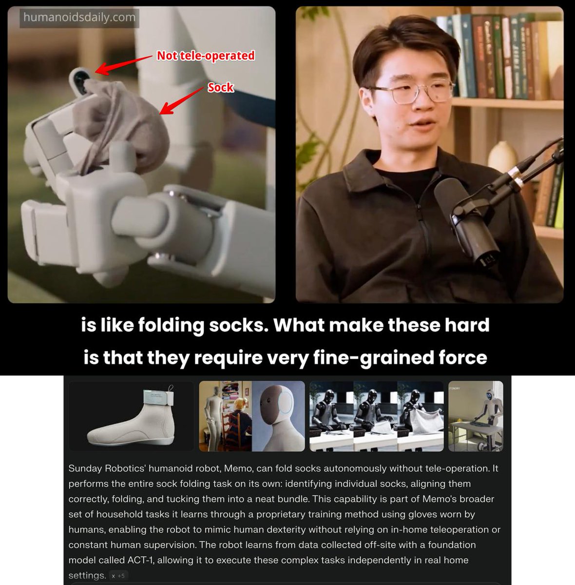 swayducky's tweet image. So @sundayrobotics can autonomously fold socks — without tele-operation.