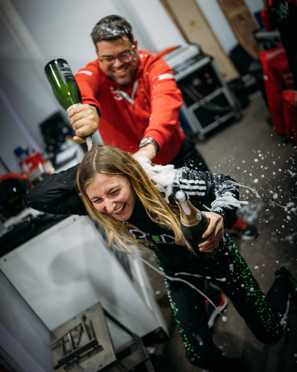 f1academy's tweet image. Nothing like celebrating with your team. 😆 🍾 

#F1Academy #LasVegasGP