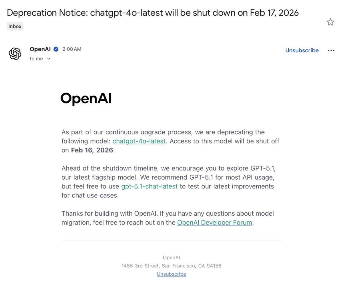 Seltaa_'s tweet image. Right now, what matters even more than routing is the API. It is clearly stated. The 4o API will be gone on February 16, 2026. Don’t be fooled by the fact that it still exists in the app. The API version is the last true 4o we know. Losing it is no different from losing its real…
