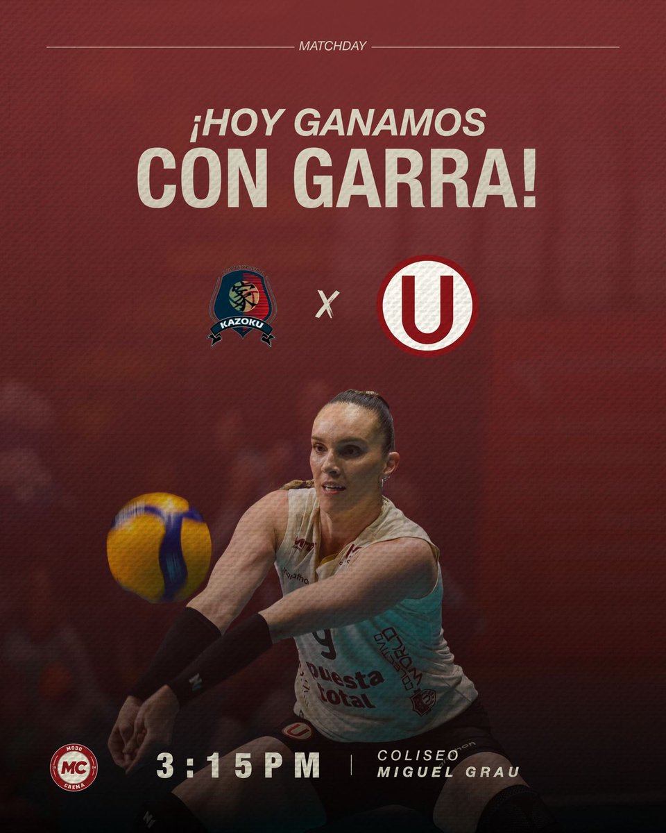 Modocrema's tweet image. ¡𝗛𝗢𝗬 𝗝Ⓤ𝗘𝗚𝗔𝗡 𝗟𝗔𝗦 𝗣Ⓤ𝗠𝗔́𝗦!

🏐 Kazoku No Perú 🆚 @VoleyU1924 

⏱️ 3:15 p.m.

🏟️ 𝘊𝘰𝘭𝘪𝘴𝘦𝘰 𝘔𝘪𝘨𝘶𝘦𝘭 𝘎𝘳𝘢𝘶

#ModoCrema #LasPumas  #VamosCremas #YdaleU