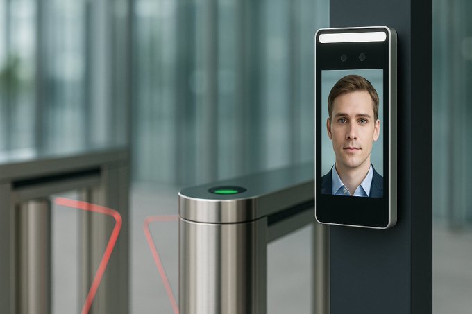 Face recognition biometric%; reader mounted beside a flap barrier speed gate
