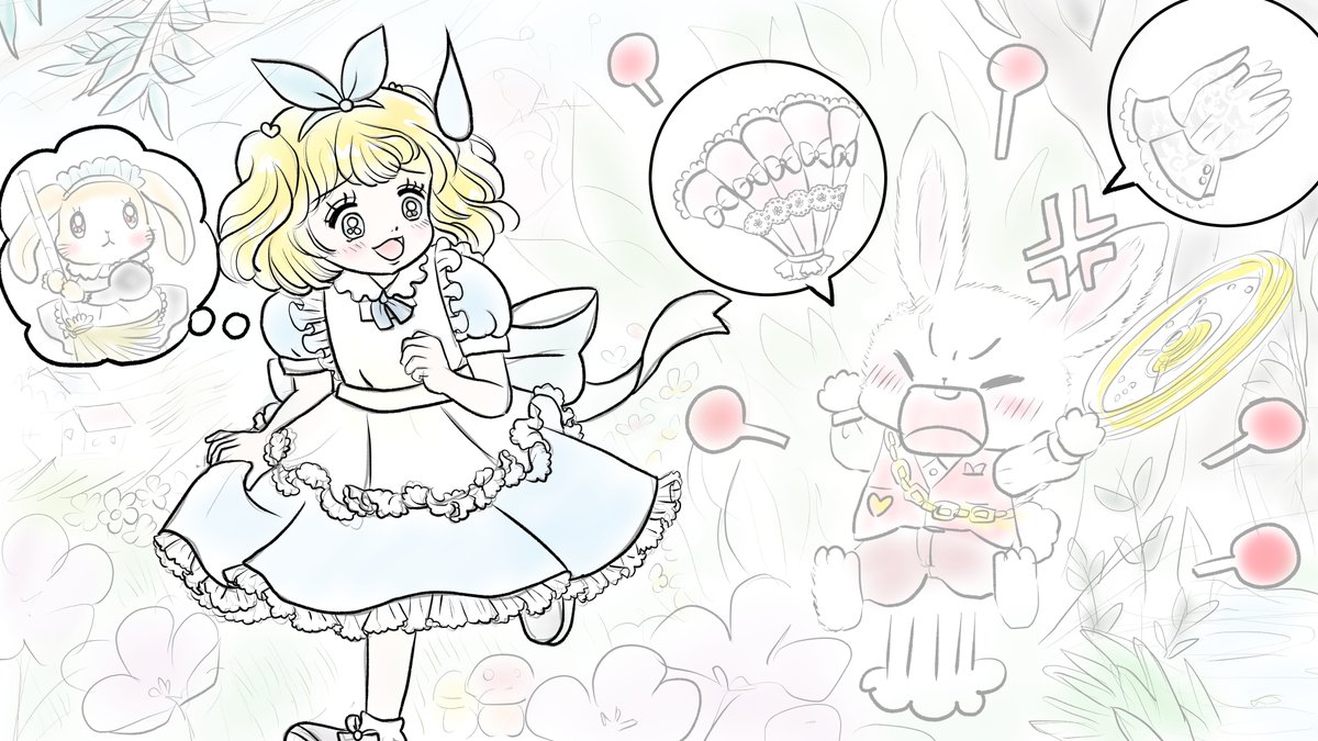 昨日一昨日描いた絵です( ゜Д゜)
恋の魔法とおまじない746-7ラフ、737-8完成
説明ページ
福娘童話集不思議の国のアリスペン入れとペン入れ途中

#恋の魔法とおまじない 