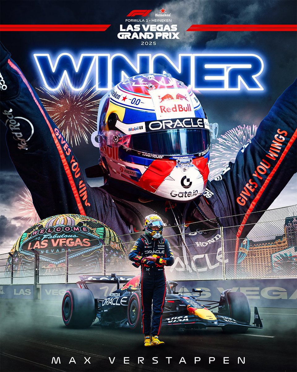 F1LasVegas's tweet image. MAX WINS BIG IN VEGAS! 🏆🏆🏆🏆

#LasVegasGP #F1