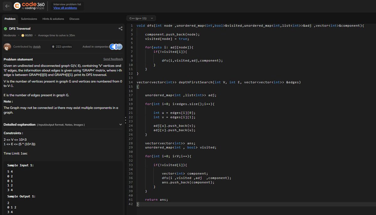 MartianDev01's tweet image. Day:  61/100
                              
&amp;gt;Graph : DFS  Traversal
#100DaysOfCode #DSA #CodingChallenge 

#letsconnect #LearnInPublic #ProblemSolving #100daysofcoding #CodingJourney #LeetCode #CONNECT