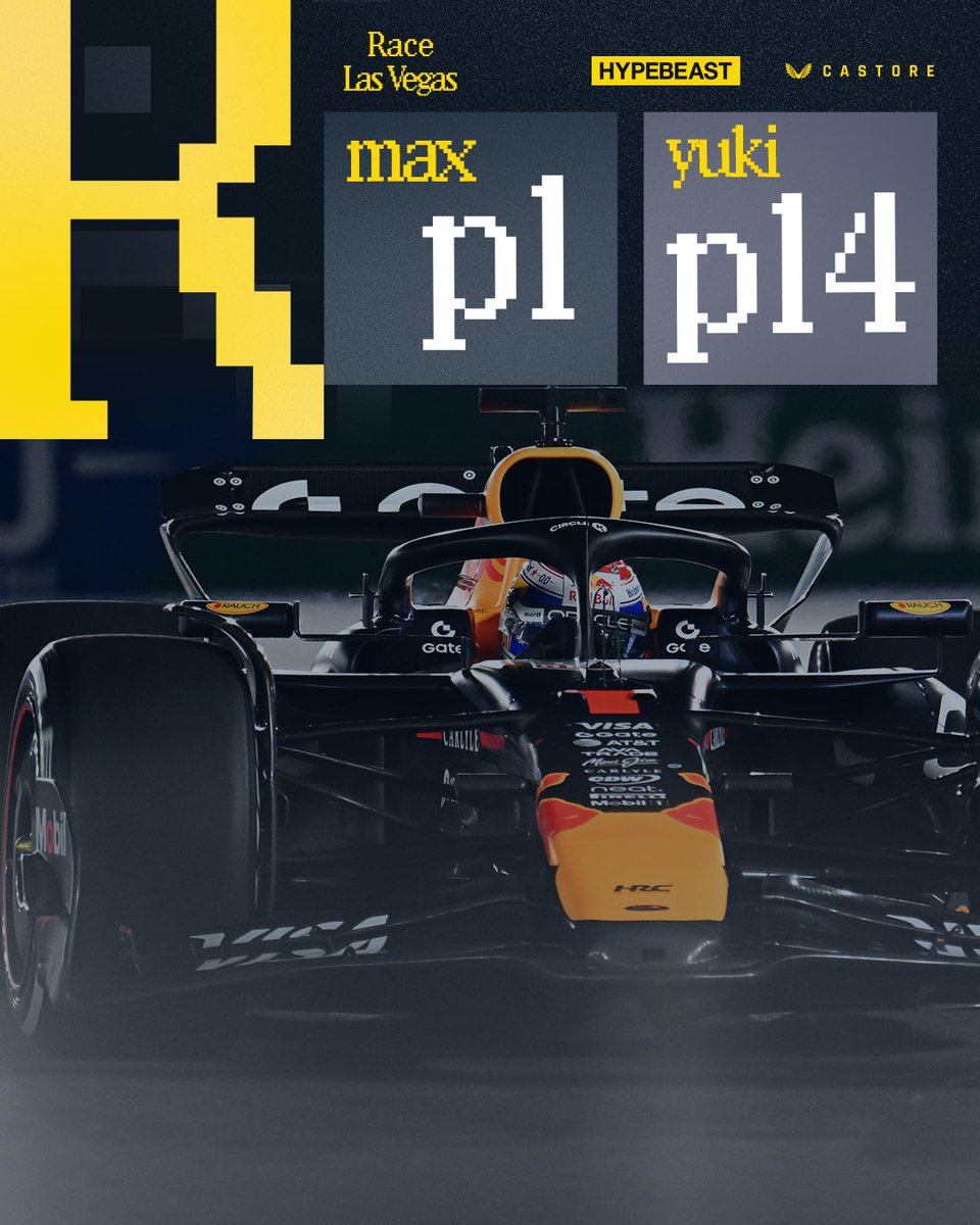 redbullracing's tweet image. Maxed out in Nevada 👏

Max takes P1 under the Vegas lights, and Yuki fights his way up to P14 🇺🇸

Results 🏁: Max 🫶, NOR, RUS, PIA, ANT, LEC, SAI, HAD, HUL, HAM

#F1 || #LasVegasGP 🇺🇸