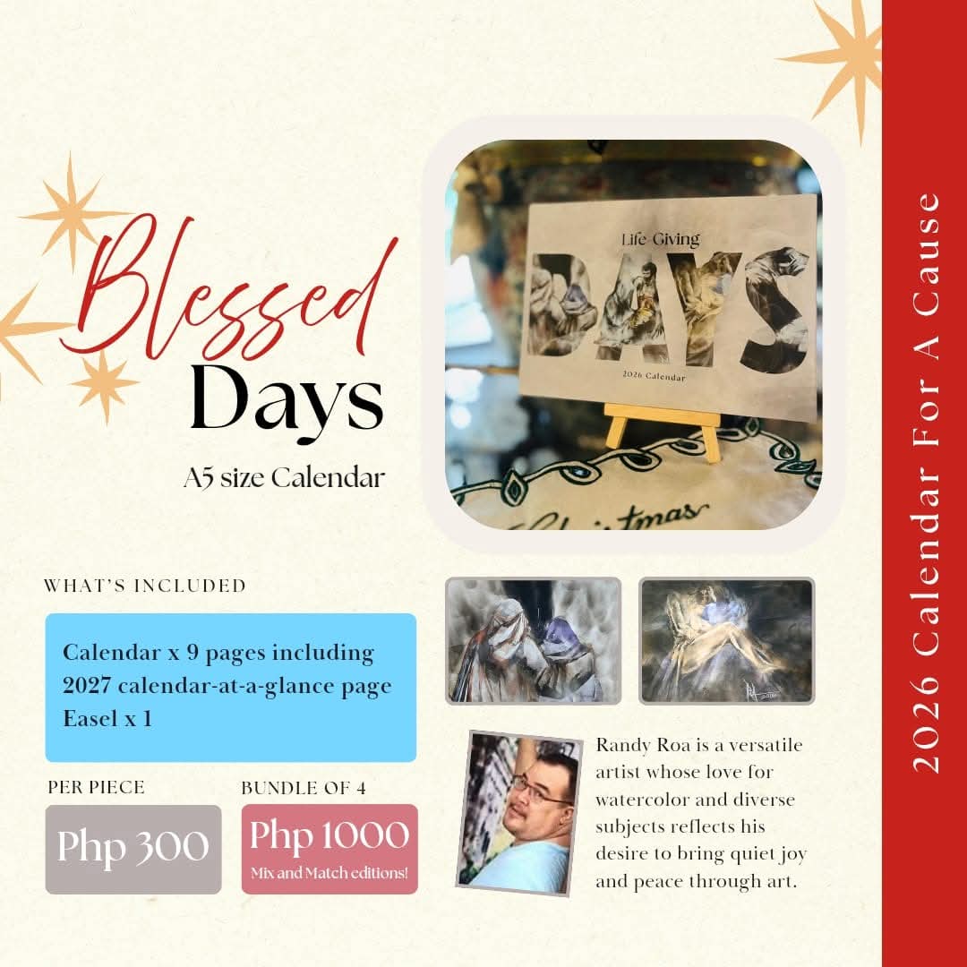 ChocolateDazed's tweet photo. Presenting Life-giving Days 2026 calendars — featuring inspiring works of local artist Randy Roa. Each purchase will ease burden of medical costs 4 a dear friend in need, making ur support a gift of art &amp; a true gift of compassion. https://t.co/VQma3s7eHS