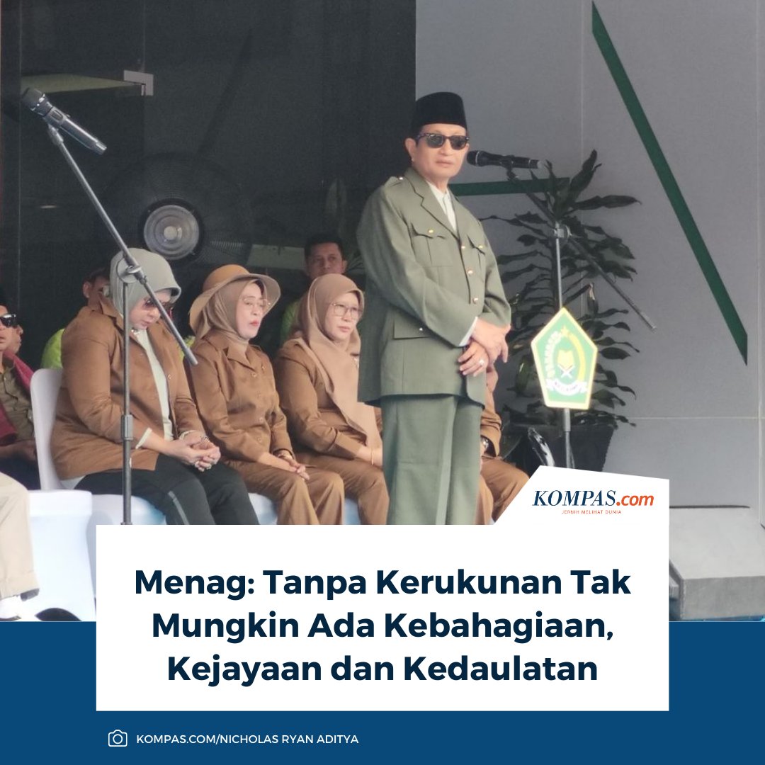 kompascom's tweet photo. Menteri Agama (Menag) Nasaruddin Umar mengatakan, kebahagiaan, kejayaan, dan kedaulatan sebuah bangsa tak mungkin terjadi tanpa dilandasi kerukunan umat beragama.
Baca di sini: https://t.co/qBgHeCKMOA
~TA #MenteriAgama #NasaruddinUmar https://t.co/KGrQTNYxDO