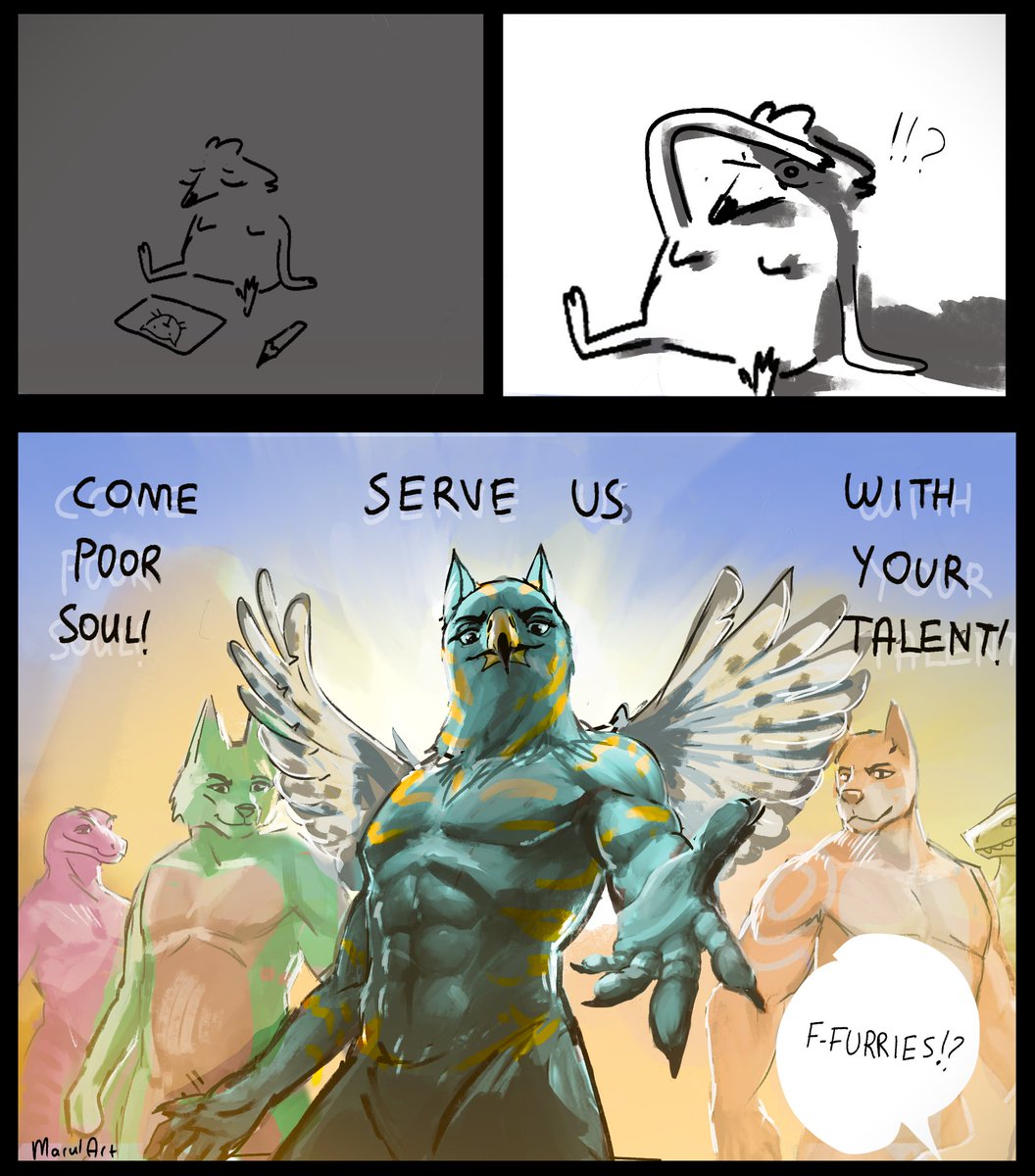 MarulArt's tweet image. Imagine drawing furries unwillingly. Couldn’t be me. best job and best clients in the world.